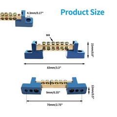 Unlorspy 5 PCS Brass Wire Screw Terminal 6 Positions Terminal Bus Bar Blue Gr…