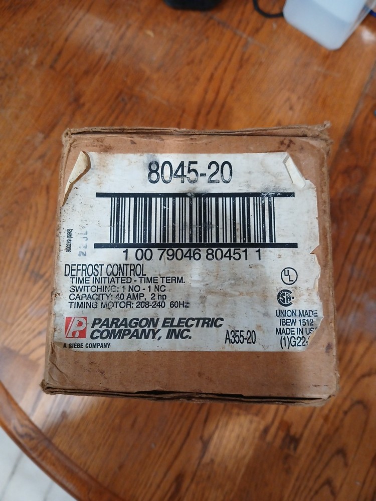 Paragon 8045-20 Defrost Control Timer A355-20 208-240V AC, 60 Hz 1NO, 1NC