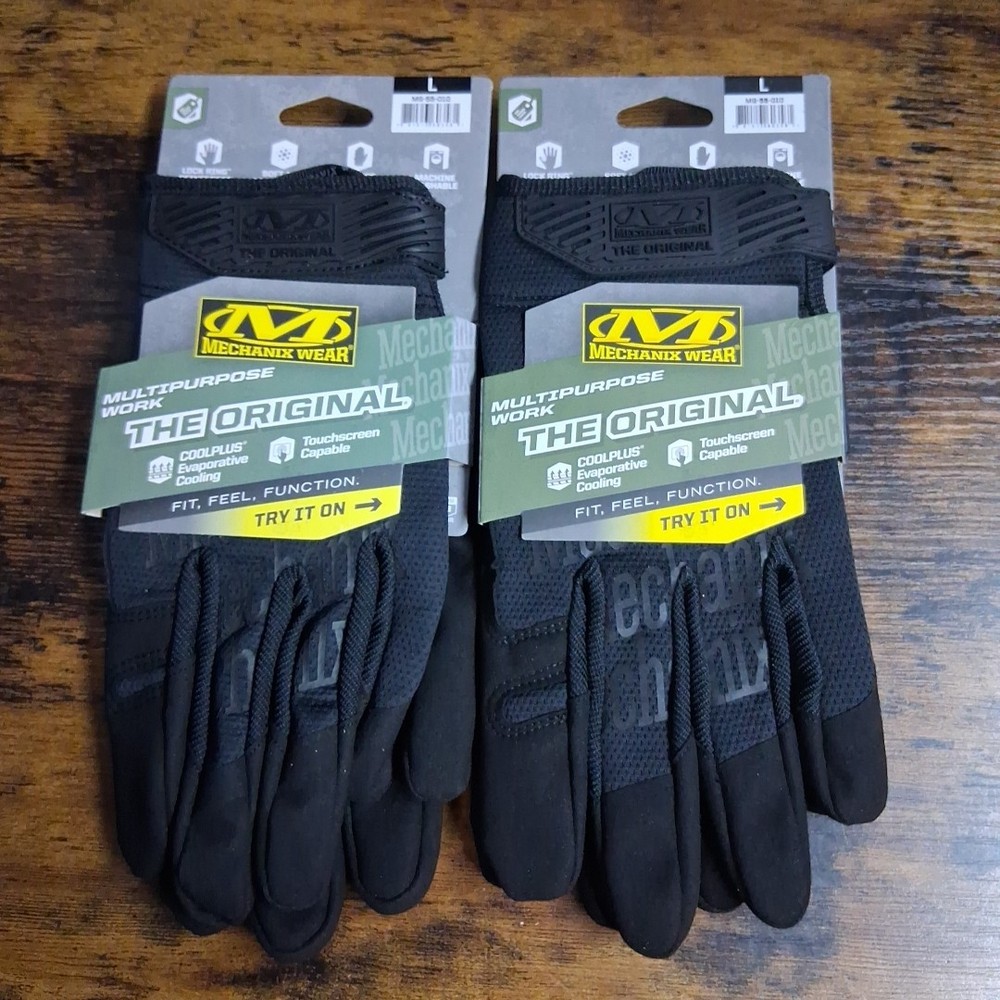 New! Mechanix Wear MG-55-010 The Original Work Gloves, Large Lot Of 2 Pairs