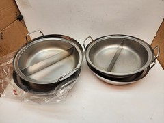 Lot 2 Stainless Steel Shabu Shabu Hot Pot W/Divider Dual Sided Hot cooking Pot