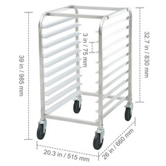Uimoso 10-Sheet Aluminum Baking Rack with Wheels for Commercial Kitchens
