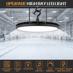 120V US Plug 150W LED High Bay Light Fixture Warehouse Garage 4500K/5000K/5700K