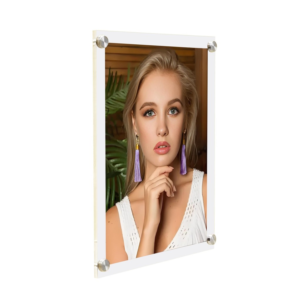FixtureDisplays 8.5″ X 11″ Modern Acrylic Picture Frame with Standoff Hardware