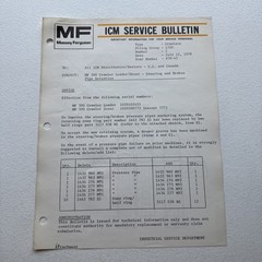 1978 Massey Ferguson MF 300 Crawler Loader/Dozer ICM Service Bulletin