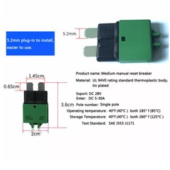 5PC 5A-30A Circuit Breakers Resettable Blade Type Fuse Car Truck Boat Marine