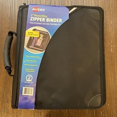 Avery Powercase Black Leatherette Zippered 3-Ring Binder Fabric Organizer NEW