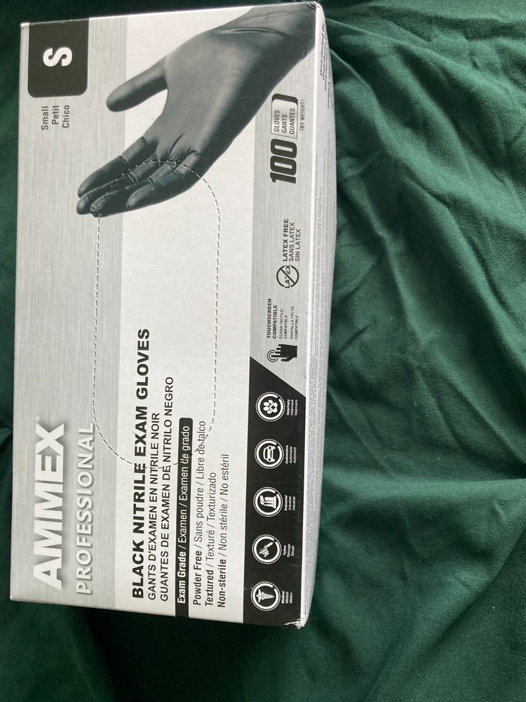 ammex black Nitrile Exam Glove – 100 Count