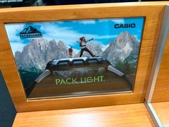 Casio Pathfinder branded wooden countertop retail display rack USED