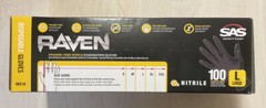 SAS Safety 66518 Raven Nitrile 6 Mil Large Disposable Gloves, Black – 100 Count