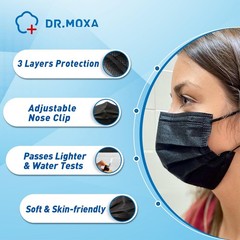 100 Pack Medical Grade Black Disposable Face Masks, ASTM Level 2, Protective …