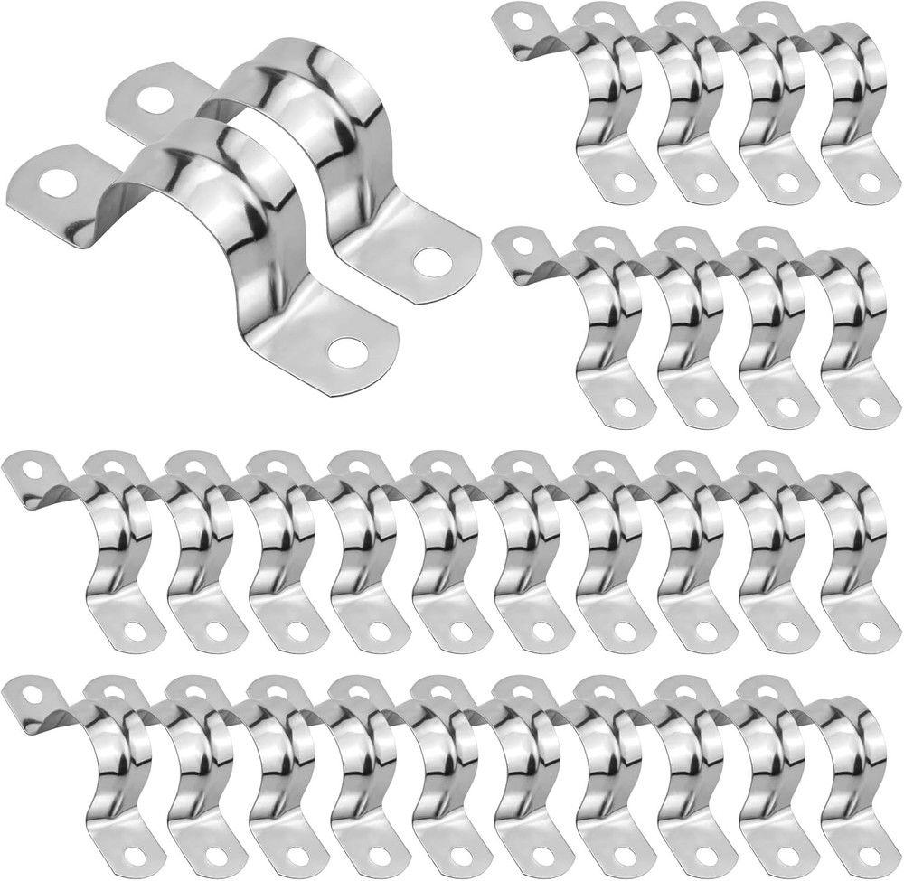 30 Pack 1 Inch Heavy Duty Stainless Steel Pipe Strap Conduit Clamps with 2 Hole
