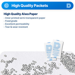 0.5(Half) gram X 100 PK “Dry & Dry” Premium Silica Gel Packets – FDA Compliant