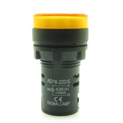 5PCS Yellow 22mm AC/DC24V LED Indicator Light Power Signal Panel Lamp AD16-22D/S