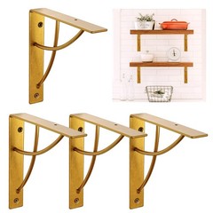 Metal Shelf Brackets, Gold Heavy Duty Shelf Bracket 7 Inch for Floating Shelf…
