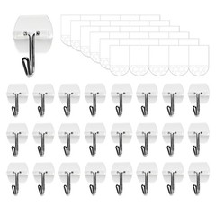 25 Small Hooks +30 Removable Strips, Clear Wire Hanger Hooks, Damage-Free Uti…