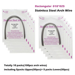 100PCS Orthodontic Arch Wire Stainless Steel Round Rectangular Ovoid Natural