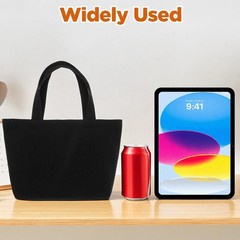 PercyEffie 6 Pack Black Canvas Tote Bags 12×8×4 Inch Reusable Medium,