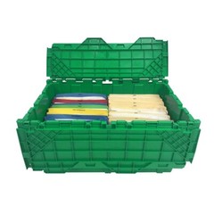 UBMOVE Storage and Packing Plastic Tote Crate Attached Lid Flip Top, 27″x17″x12″
