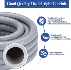 1 Inch 100 FT Liquid-Tight Conduit and Connector Kit Non Metallic Flexible Condu