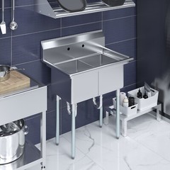 22 in. x 34 in. Stainless Steel Two Compartment Sink. 14in x 16 in x 11 in Bowls