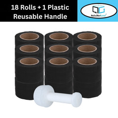Cast Narrow Banding Stretch Wrap 3″x1000′ 80 Gauge Black Shrink Film 18 Rolls