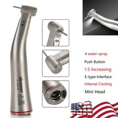 SANDENT 1:5 LED Increasing Contra Angle Handpiece Push Button Fiber Optic Dental