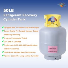 Refrigerant Recovery Reclaim Cylinder Tank – 50lb Pound 400 PSI NEW