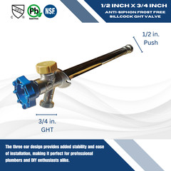 10 Pcs. Anti-Siphon Frost Free Sillcock 10″, 1/2 Push Fit x 3/4 GHT Garden Valve