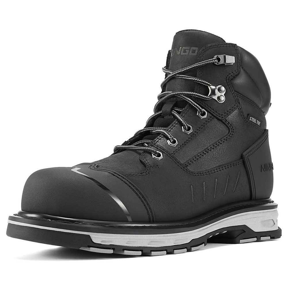 NINGO Men’s Steel Toe Work Boots Puncture Proof Construction Boots EH Protection