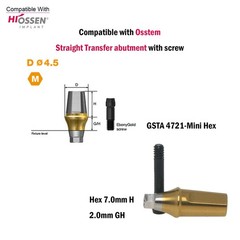 Dental Titanium Straight Abutment Ti Cemented Abutment Fits to Osstem Hiossen TS