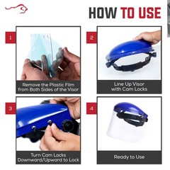 Safety Headgear with Clear Polycarbonate Face Shield Blue, Pack of 1