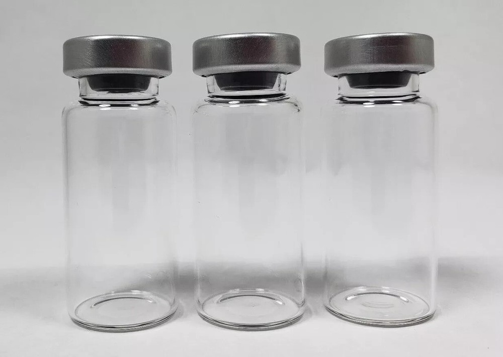 THREE 10ml CLEAR EMPTY sterile capped serum vials