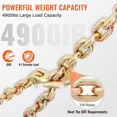 Transport Binder Chain 4,900 lbs. Load Capacity G80 Tow Chain 5/16 in. x 20 ft.