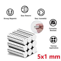 N35 Round Disc Neodymium Mini Fridge Magnets Rare Earth Super Strong 5mmx1mm USA