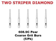 Premier Dental TWO STRIPER Diamond 608.9C Cone Coarse Grit Burs (5/pk)