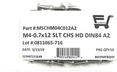 (50) M4-0.7 x12 Stainless Steel Slotted Cheese Head Machine Screw DIN84 A2 M4x12