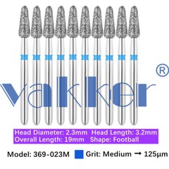 10pc/pk Diamond Burs Shape Football Diamond Bur Super Fine Medium Coarse