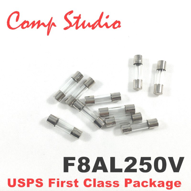 10pcs F8AL250V 8A 250V Fast Blow Fuse Acting 8 amp Quick Blow Glass Fuse 5X20mm