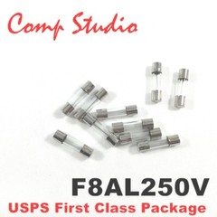 10pcs F8AL250V 8A 250V Fast Blow Fuse Acting 8 amp Quick Blow Glass Fuse 5X20mm