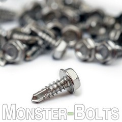 #12 Stainless Steel Self-Drilling Sheet Metal / TEK Screws, Hex Washer Head 410