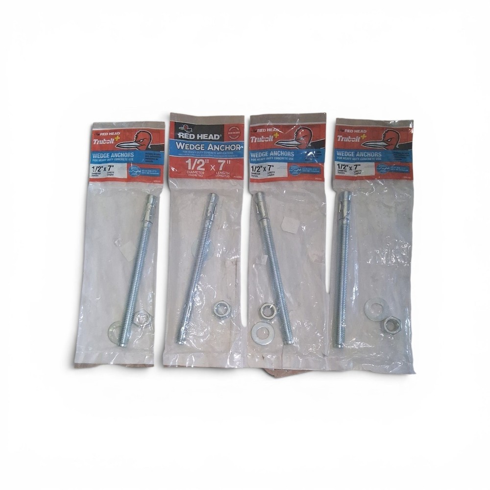 Lot of 4 Red Head Wedge Anchor 1/2 in. x 7 in – 50098