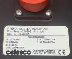 CELESCO PT5MA-100-S47-DN-020E-M6 POSITION TRANSDUCER 0-20 mA Output **NOS **