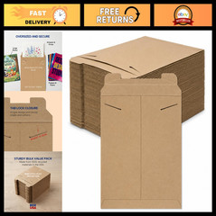 Rigid Mailers 12″ x 15″ (100-Pack) – Kraft Envelopes for Photos, Documents, Artw