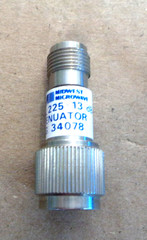 Midwest Microwave Model 225-13 Fixed Coaxial 13 dB Attenuator TNC Male to Female