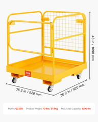 Forklift Man Basket, 36 X 36 Inches Forklift Safety Cage Work Platform 1200 Lbs