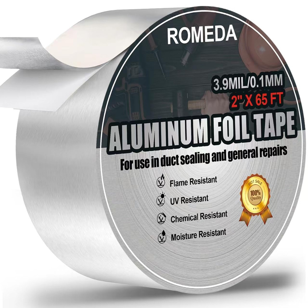 Aluminum Foil Tape, 2 Inch X 65 Feet (3.9 Mil), Insulation Adhesive Metal High T