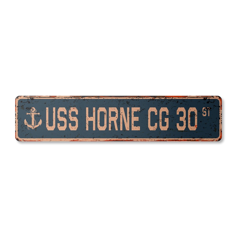 USS HORNE CG 30 Vintage Street Sign us navy ship veteran sailor rustic gift