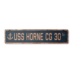 USS HORNE CG 30 Vintage Street Sign us navy ship veteran sailor rustic gift