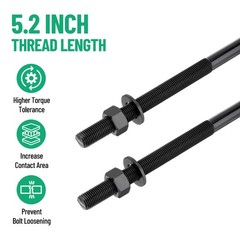 Racewill 12 inch Square Bend U-Bolt Kits, Heavy Duty Steel Square U-Bolts Black