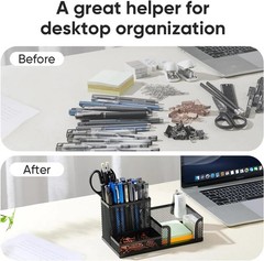 Black Mesh Desk Organizer 3 Tier Storage with Pencil Holder Office Home Use